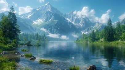 蓝天白云青山绿水