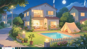  夏夜庭院露营
