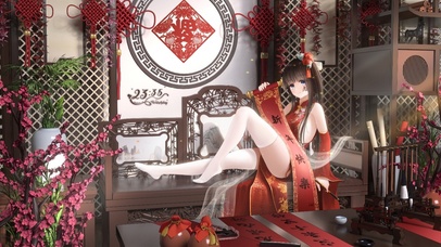 4k  白丝新春少女