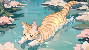 游泳的猫咪
