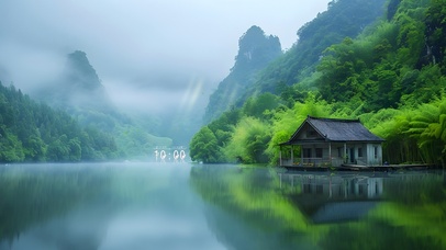 4K山涧小屋湖水