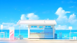 蓝天治愈公交站