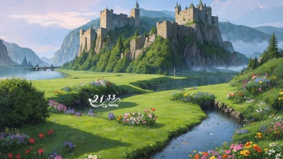 4K唯美治愈城堡小河