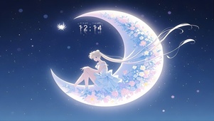 弯弯月亮上的美少女