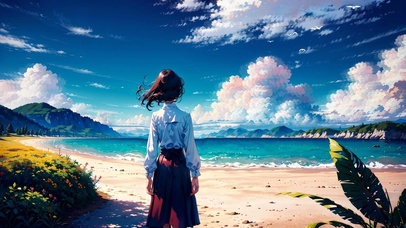 看向大海的女孩