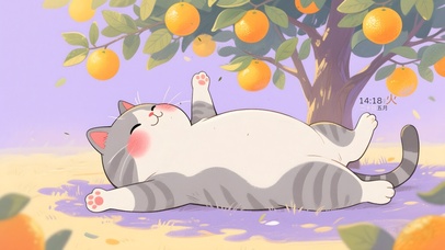 橙子树下猫咪