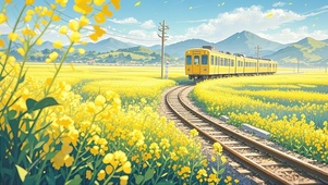 油菜花田列车