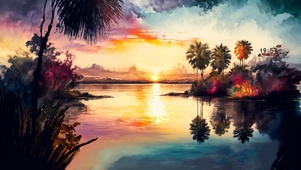 唯美 夕阳海边美景