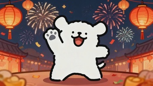 可爱的小狗开心过年