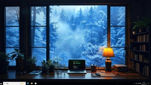 窗外雪森林主题