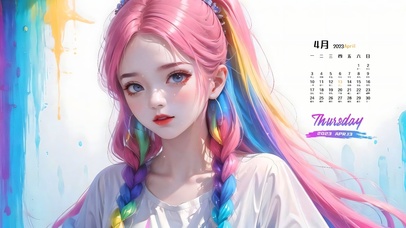 4k可爱彩虹女孩