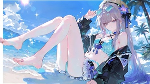 黑塔-海边泳装少女