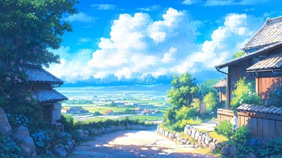 4K唯美春天村口小路