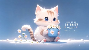 种花的猫咪
