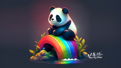 彩虹桥上的小熊猫