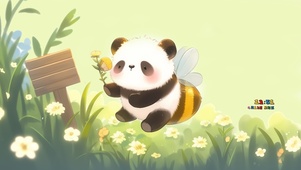 可爱的熊猫蜜蜂