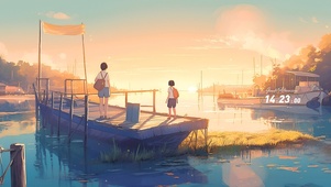 黄昏小渔村