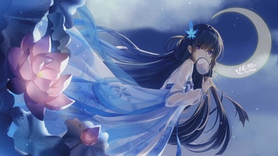 古风动漫 荷花魔法少女