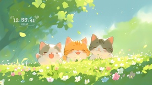 可爱三只小猫