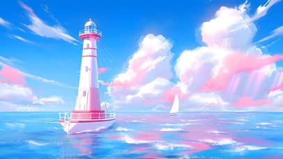 粉色大海灯塔