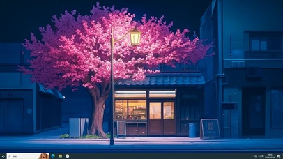 静谧夜晚樱花小店主题