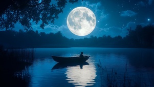 月夜湖景