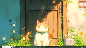 门前可爱橘猫