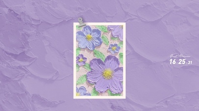 文艺油画-紫色花