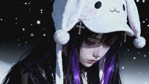 低头沉思的女孩