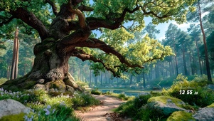 护眼户外溪边大树