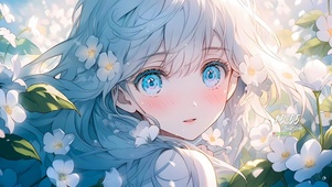 可爱鲜花女孩