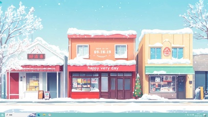 唯美动漫雪景街道主题