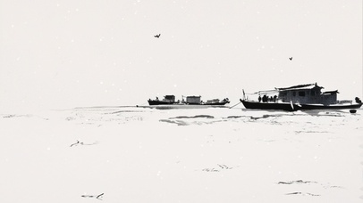 水墨行舟  壁纸