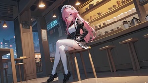 二次元可爱女仆装短裙女孩