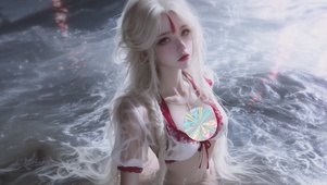 眨眼动态-水中可爱女孩