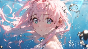 水中粉发女孩