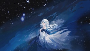 芙宁娜 白发女神星夜伫立