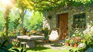 绿藤下荡秋千