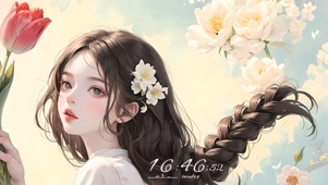 4k郁金香少女