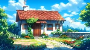 清新绿植小屋