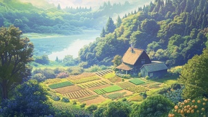 湖边田园生活