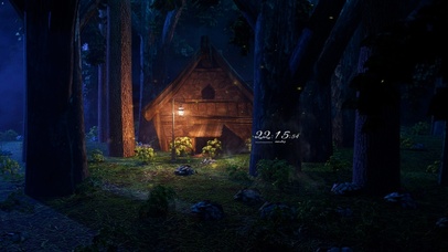 4k 治愈唯美夜晚森林小屋