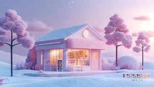 粉色雪地小店