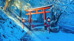 4K唯美治愈古风神社雪景