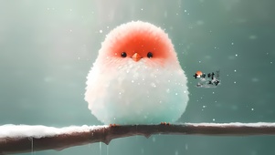 雪中的百灵鸟