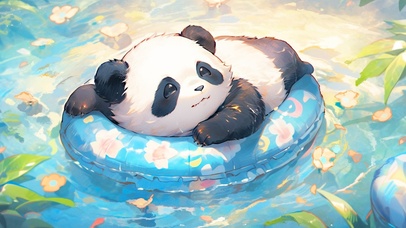 慵懒小熊猫游泳治愈4K