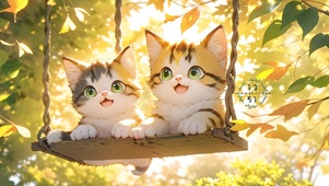 荡秋千的猫咪