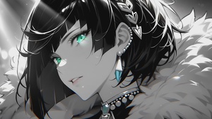 黑白风插画女孩