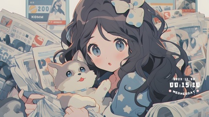 可爱小狗和少女