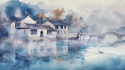 清新江南水墨插画